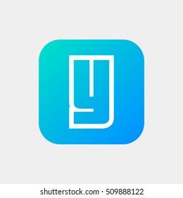 Letter Y vector, logo. Useful as branding symbol, identity, alphabet element, square app icon, clip art and illustration.