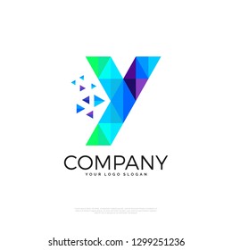 Letter Y Vector Origami Logo icon. Colorful Abstract Design template element logo icon - Vector