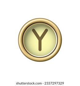 Letter Y. Vintage golden typewriter button.