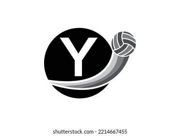 Letter Y Volleyball Logo Design For Volleyball Club Symbol Vector Template. Volleyball Sign Template Design.