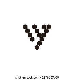 Letter y and W hexagons, triangle geometric symbol simple logo vector