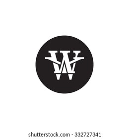 letter Y and W monogram circle logo