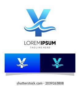 Letter Y Water Wave Logo Design Vector Icon Graphic Emblem Illustration