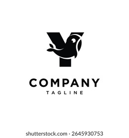 Letter Y Whale Cute Logo Icon Vector
