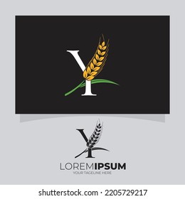 Letter Y Wheat Logo Design Vector Icon Graphic Illustration 