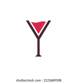 letter Y wineglass logo design concept.