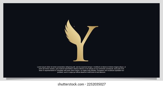 Letter Y wings logo design simple concept Premium Vector