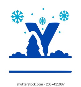 Letter y and winter composition monogram, vector logo, emblems or initial design.