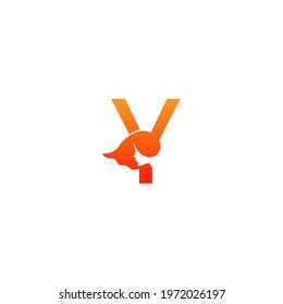 Letter Y with woman face logo icon design vector illustration