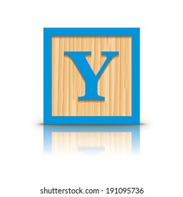 Letter Y wooden alphabet block - vector illustration