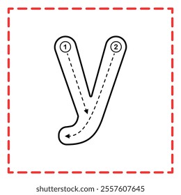 letter Y for writing practice. Alphabet tracing is good for practicing children writing letters.