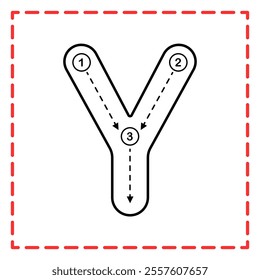 letter Y for writing practice. Alphabet tracing is good for practicing children writing letters.