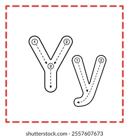 letter Y for writing practice. Alphabet tracing is good for practicing children writing letters.