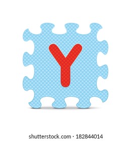 Letter "Y" written with alphabet puzzle - vector illustration
