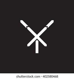 letter Y and X monogram logo white black background