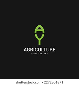 Letter A Y, YA leaf logo design minimal icon illustration