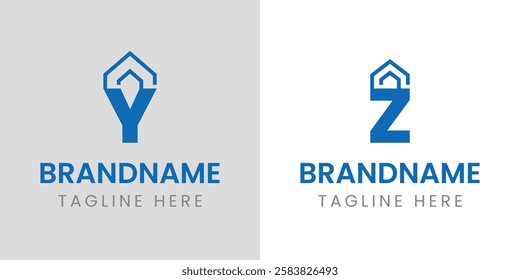 Letter Y Z Home Real Estate Logo, represent a house or property structure