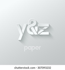 letter Y & Z logo alphabet icon paper set background