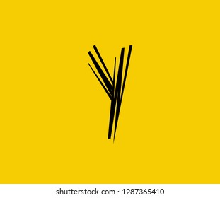 Letter Y Zigzag Stripes Shape Freehand Vector Logo