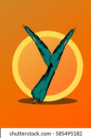 Letter Y in zombie style. Vector illustration