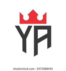 Letter YA Crown Logo. Crown on Letter YA Logo Design Template