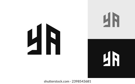 Letter YA initial with house shape logo design