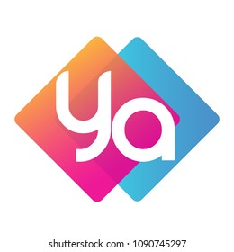 Letter YA logo with colorful geometric shape, letter combination logo design for creative industry, web, business and company.