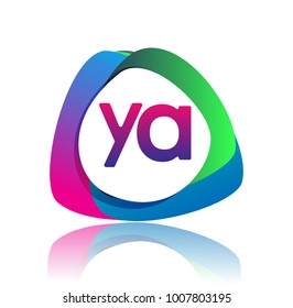 Letter YA logo with colorful splash background, letter combination logo design for creative industry, web, business and company.