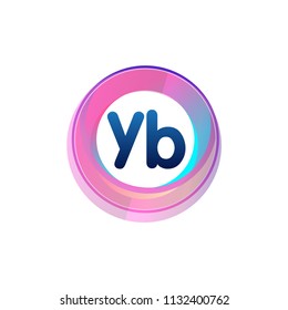 Letter YB logo with colorful circle, letter combination logo design with ring, circle object for creative industry, web, business and company.