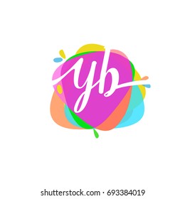 Letter YB logo with colorful splash background.