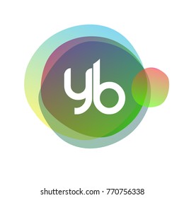 Letter YB logo with colorful splash background, letter combination logo design for creative industry, web, business and company.
