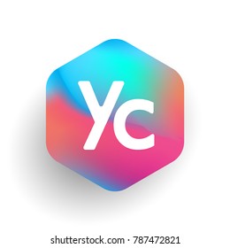 Letter YC logo in hexagon shape and colorful background, letter combination logo design for business and company identity.
