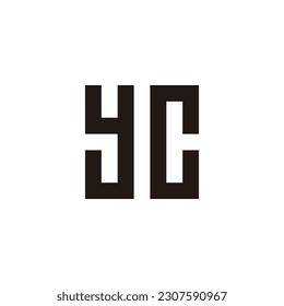 Letter yc square, outline geometric symbol simple logo vector