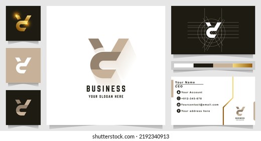 Logotipo de letra yd o monograma cy con diseño de tarjeta de visita