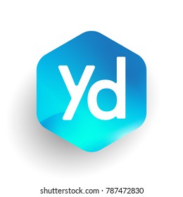 Letter YD logo in hexagon shape and colorful background, letter combination logo design for business and company identity.
