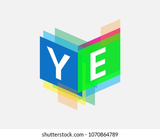 Letter YE logo with colorful geometric shape, letter combination logo design for creative industry, web, business and company.