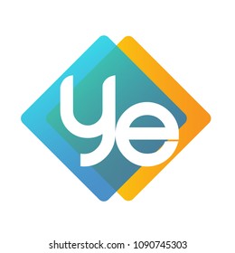 Letter YE logo with colorful geometric shape, letter combination logo design for creative industry, web, business and company.