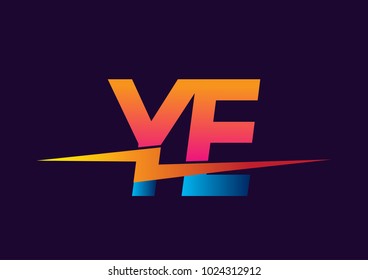 Letter YE logo with Lightning icon, letter combination Power Energy Logo design for Creative Power ideas, web, business and company.