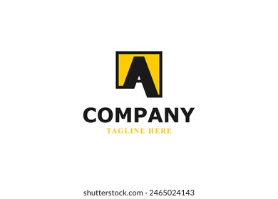 letra a con logotipo de fondo amarillo