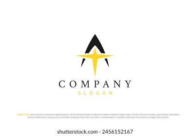 letter a and yellow star logo