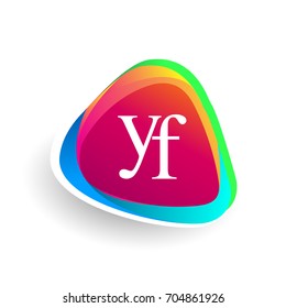 Letter YF logo in triangle shape and colorful background, letter combination logo design for company identity.
