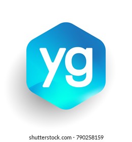 Letter YG logo in hexagon shape and colorful background, letter combination logo design for business and company identity.
