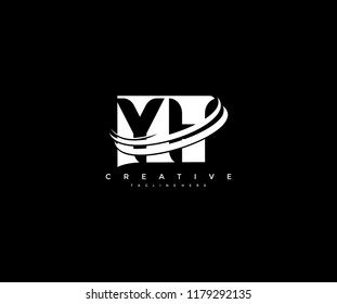 Letter YH Inside Square Creative Modern Monogram Elegant Three Swoosh Logo