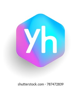 Letter YH logo in hexagon shape and colorful background, letter combination logo design for business and company identity.
