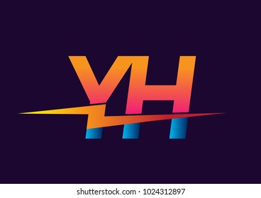 Letter YH logo with Lightning icon, letter combination Power Energy Logo design for Creative Power ideas, web, business and company.