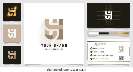 Logo de monograma de carta YH o SH con diseño de tarjeta de visita