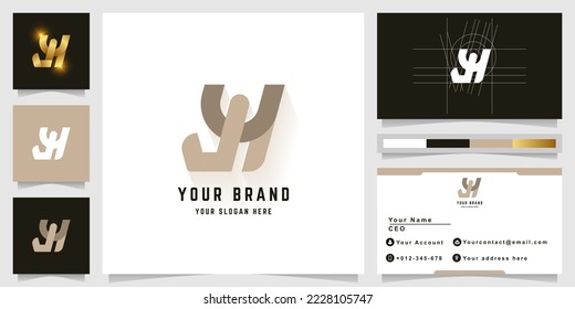 Letter YH or YY monogram logo with business card design