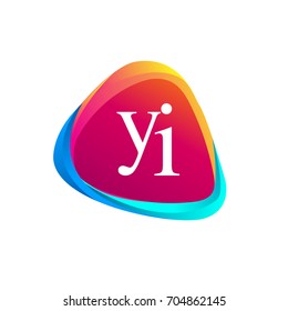 Letter YI logo in triangle shape and colorful background, letter combination logo design for company identity.