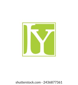 letter yi negative space square simple logo vector 