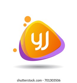 Letter YJ logo in triangle splash and colorful background.